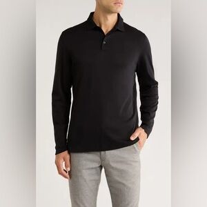 Mack Weldon Men’s long-sleeve polo shirt in Charcoal Black Size XL Country Club